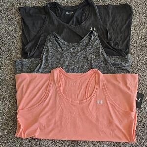 Under Armour Women’s Tank Tops - Coral, Heather Gray & Black (3-Pack)